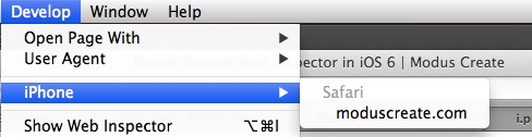 Safari Develop Menu