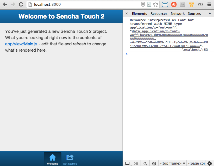 Default Sencha Touch App