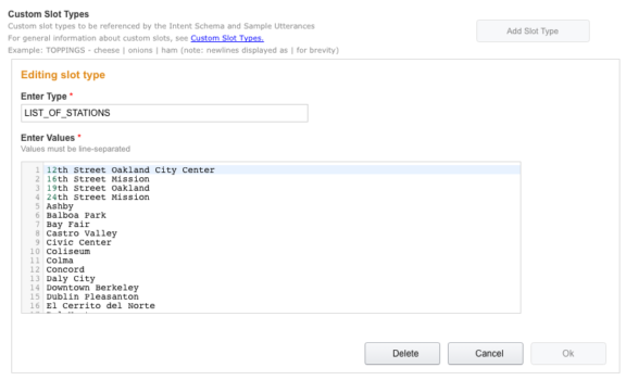 Amazon Echo's Alexa: Configuring Custom Slot Types