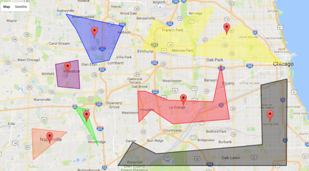 Placing Markers Inside Google Polygons: selection of test polygons