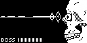 Giant skull boss with frikkin’ laser beams