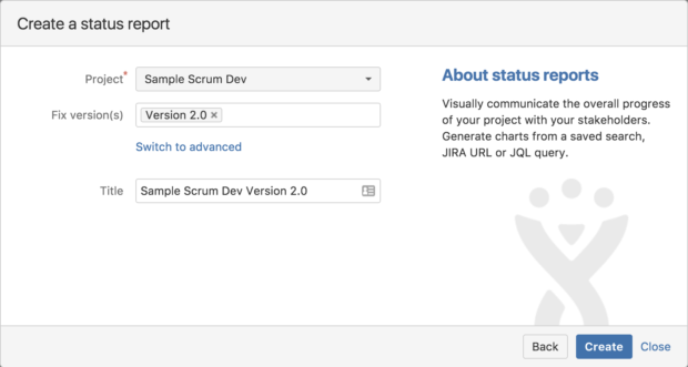 Ship It: Release Management in Jira and Confluence, Create Report Dialog