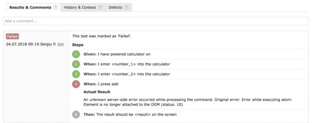 Testrail Execution Failed