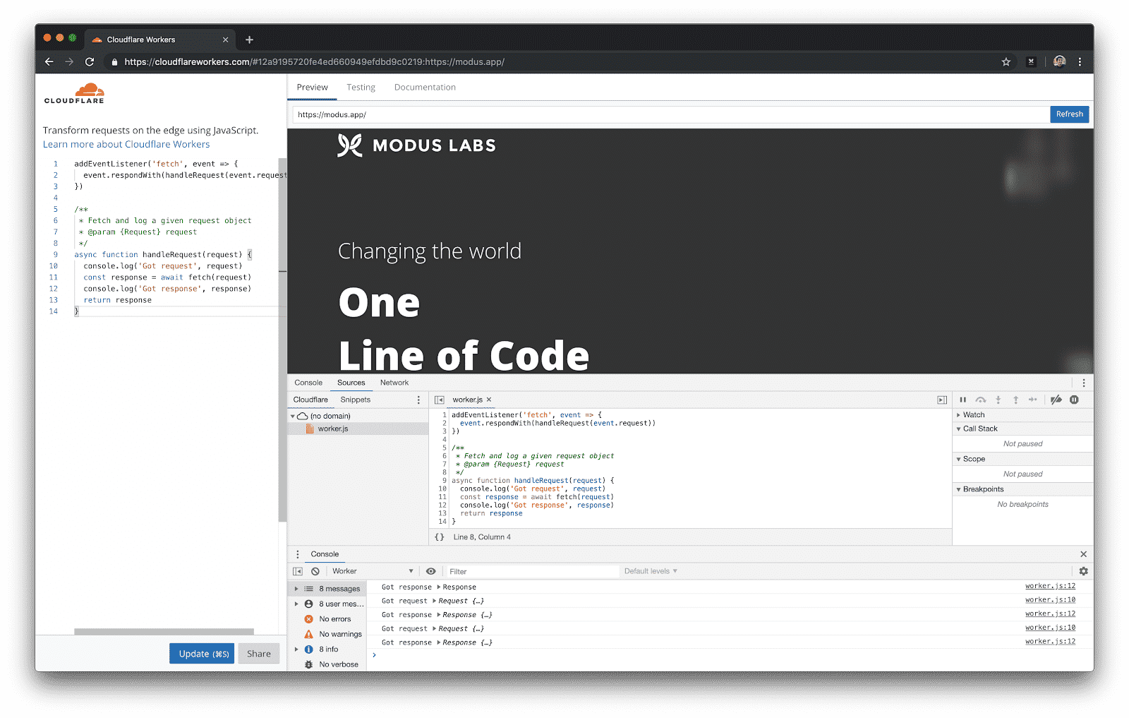 Cloudflare Workers and Chrome Dev Tools