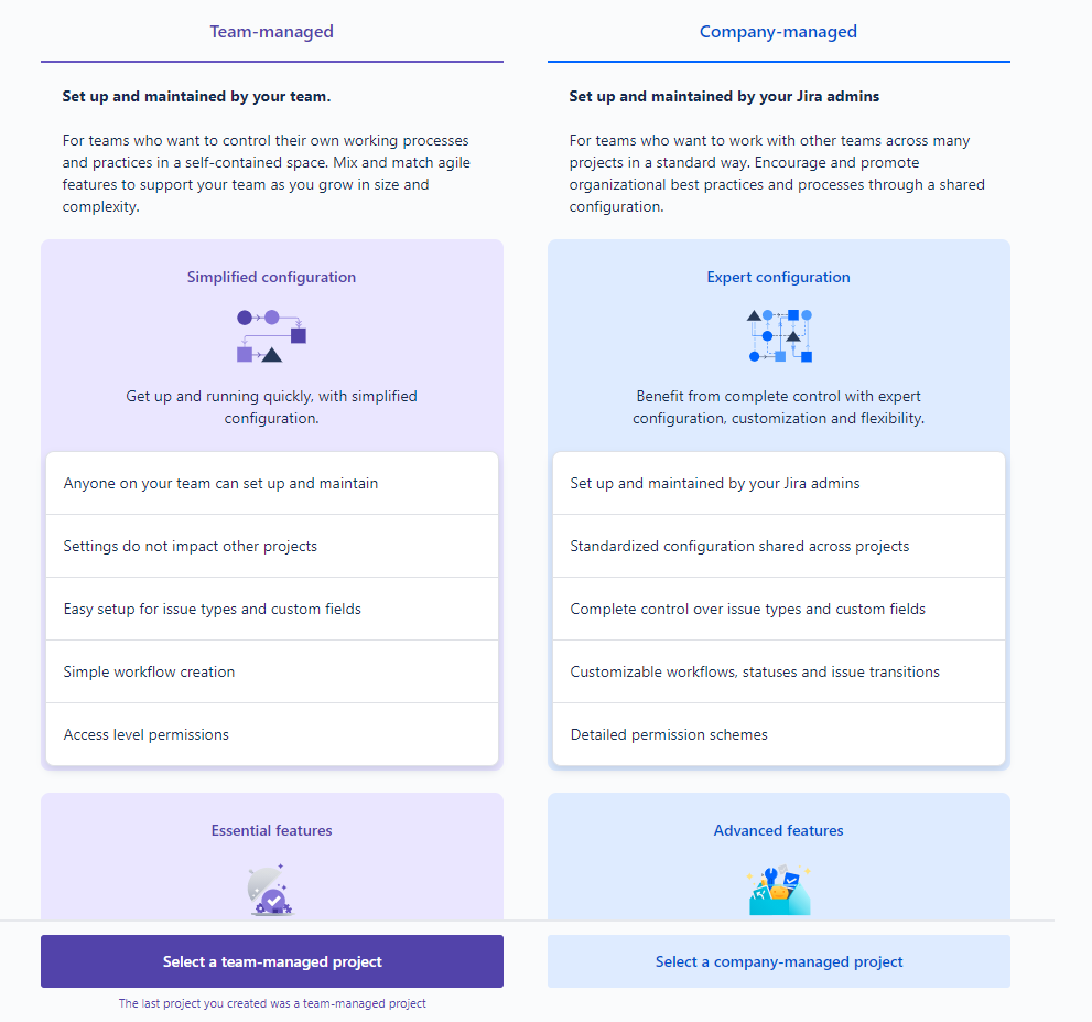 Company-managed vs team-managed projects in Jira