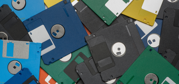 A bunch of floppy disks that represent outdated legacy technology.