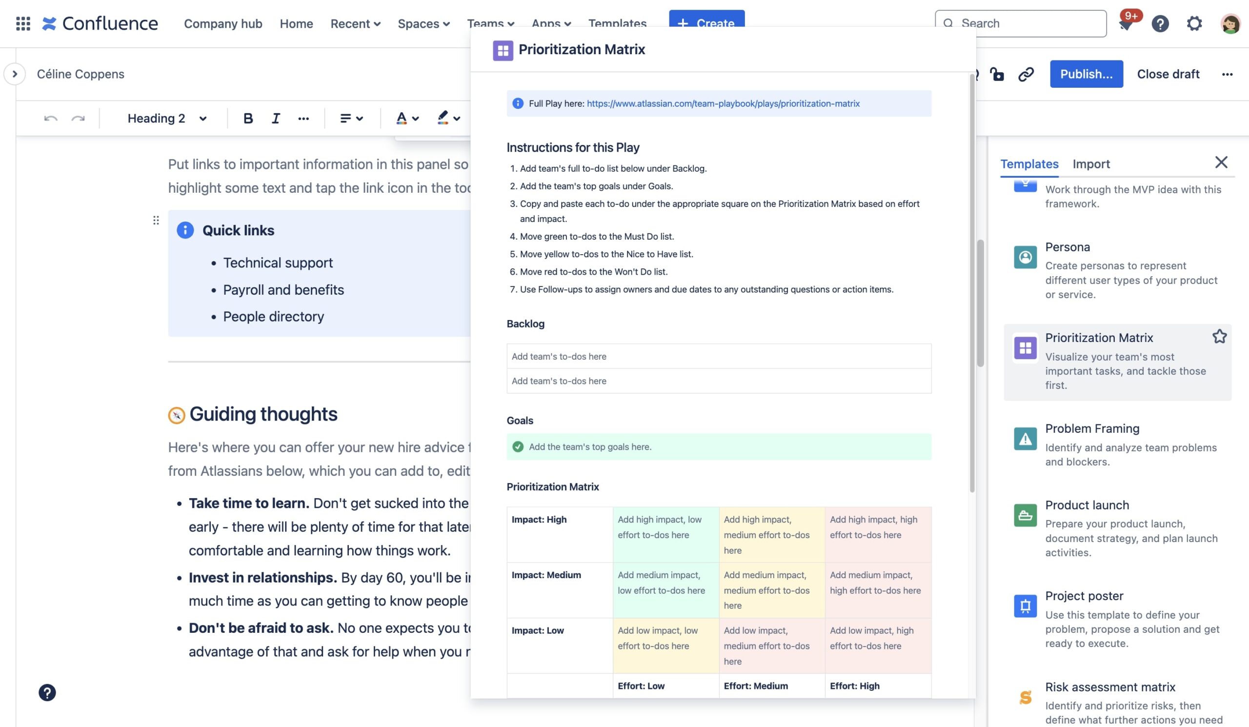 Confluence offers page templates that allow you to set a predefined structure for different types of content, such as project reports or team retrospectives. This consistency ensures that all relevant information is captured and presented in a uniform way. You can also create custom templates to fit your team's specific needs, enabling users to start with a framework that’s aligned with their workflow.