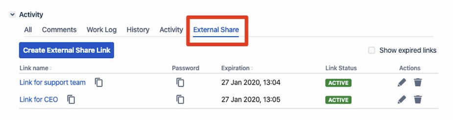 external share for jira